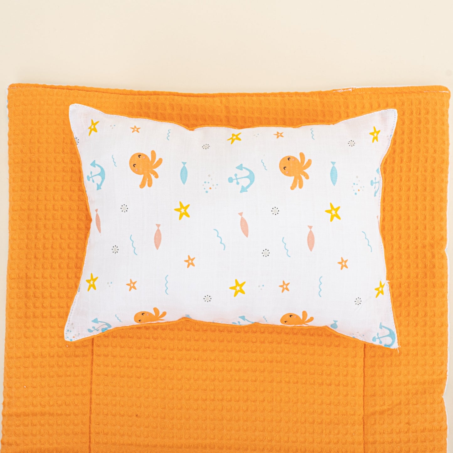 Double Sided Changing Pad and Pillow - Oranj Petek - Ahtapot