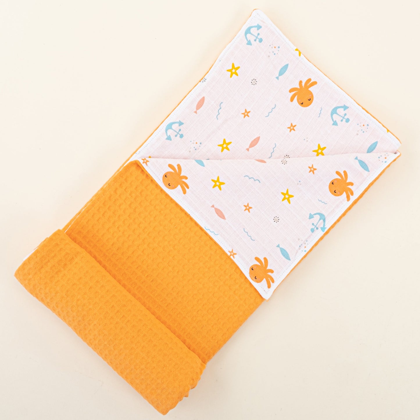 Double Sided Pique Blanket - Oranj Petek - Ahtapot