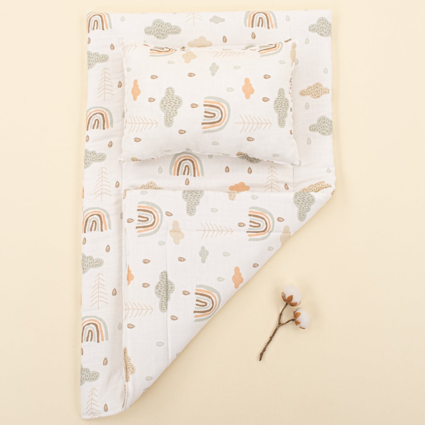 Double Sided Changing Pad and Pillow - Yeşil Gökkuşağı