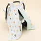 Stroller Cover Set - Double Side - Su Yeşili Muslin - Kalpler