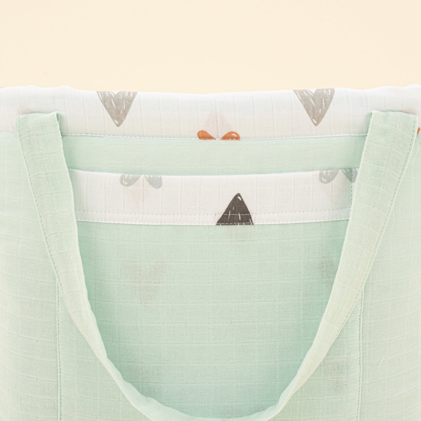 Baby Care Bag - Su Yeşili Muslin - Kalpler