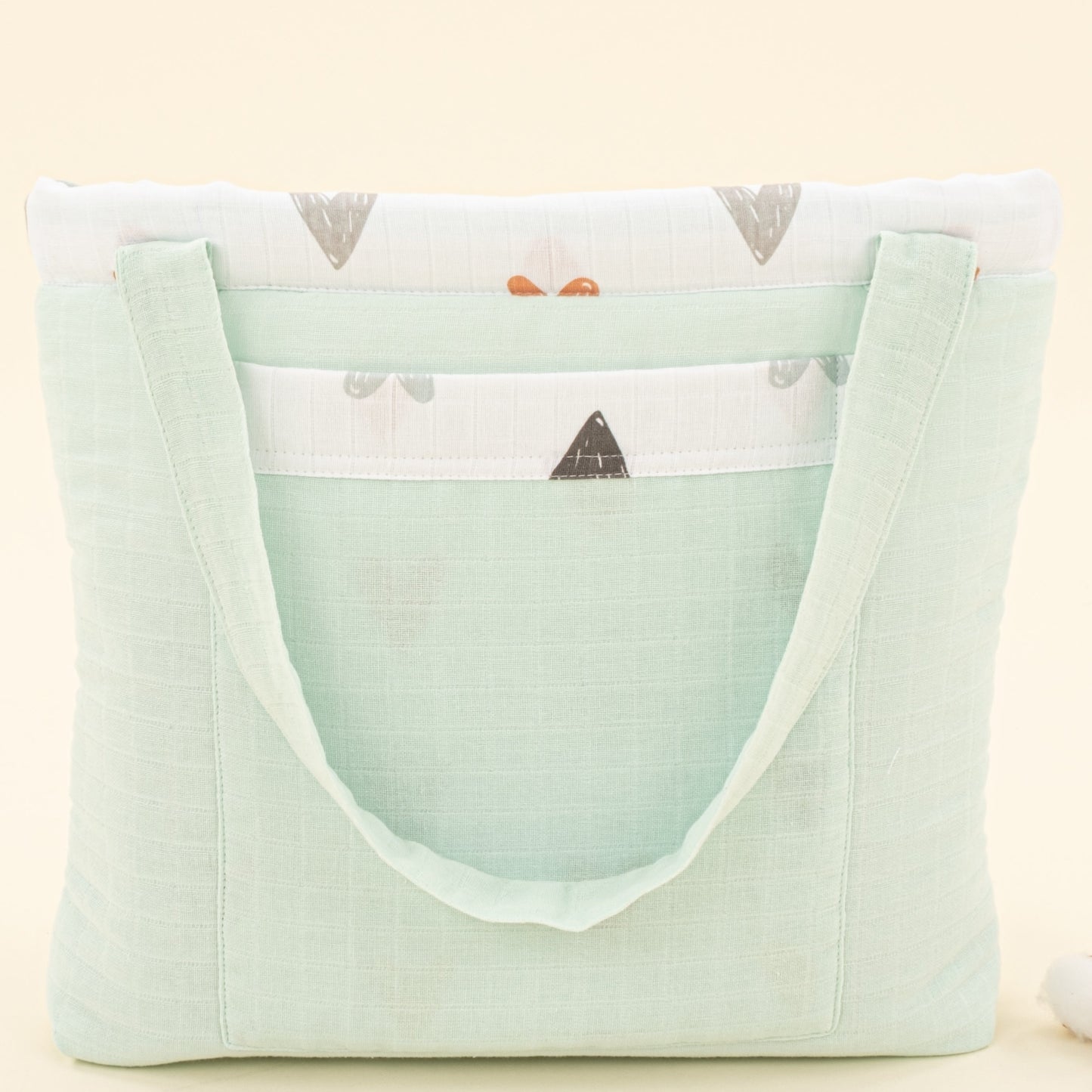 Baby Care Bag - Su Yeşili Muslin - Kalpler