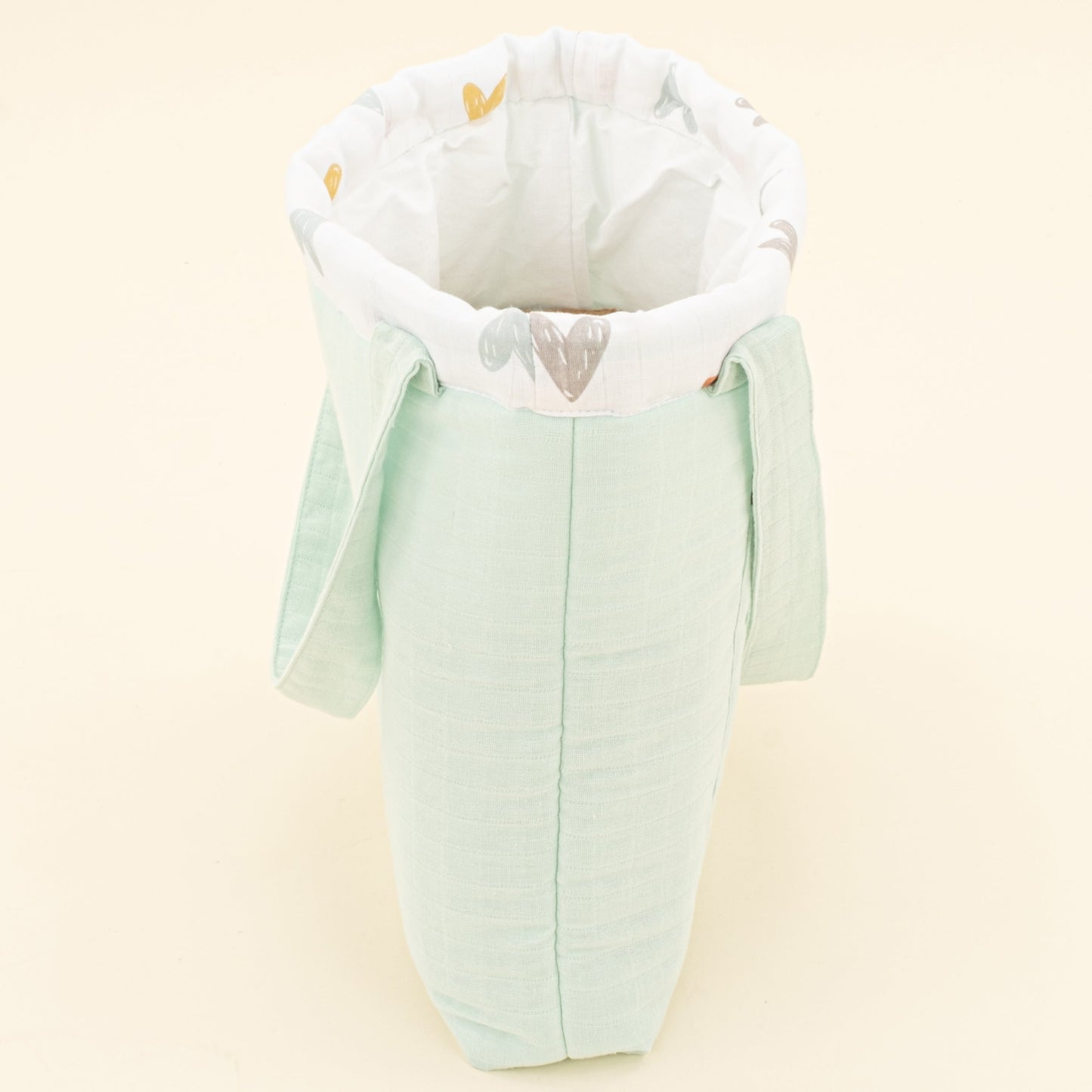 Baby Care Bag - Su Yeşili Muslin - Kalpler