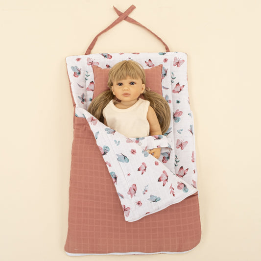 Sleeping Bag and Pillow - Gul Kurusu Muslin - Kelebekler