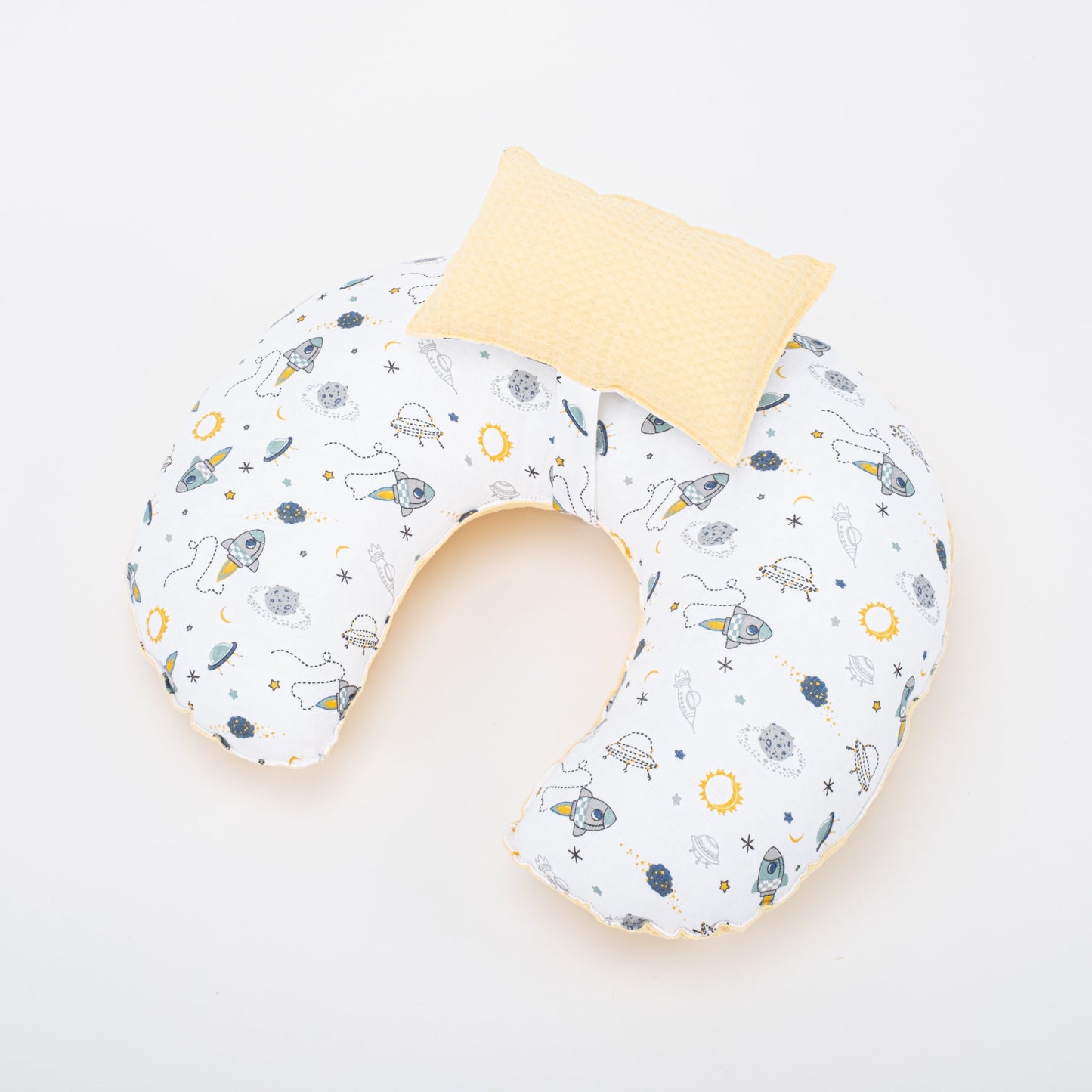 Double Sided Breastfeeding Pillow - Sarı Petek - Uzay