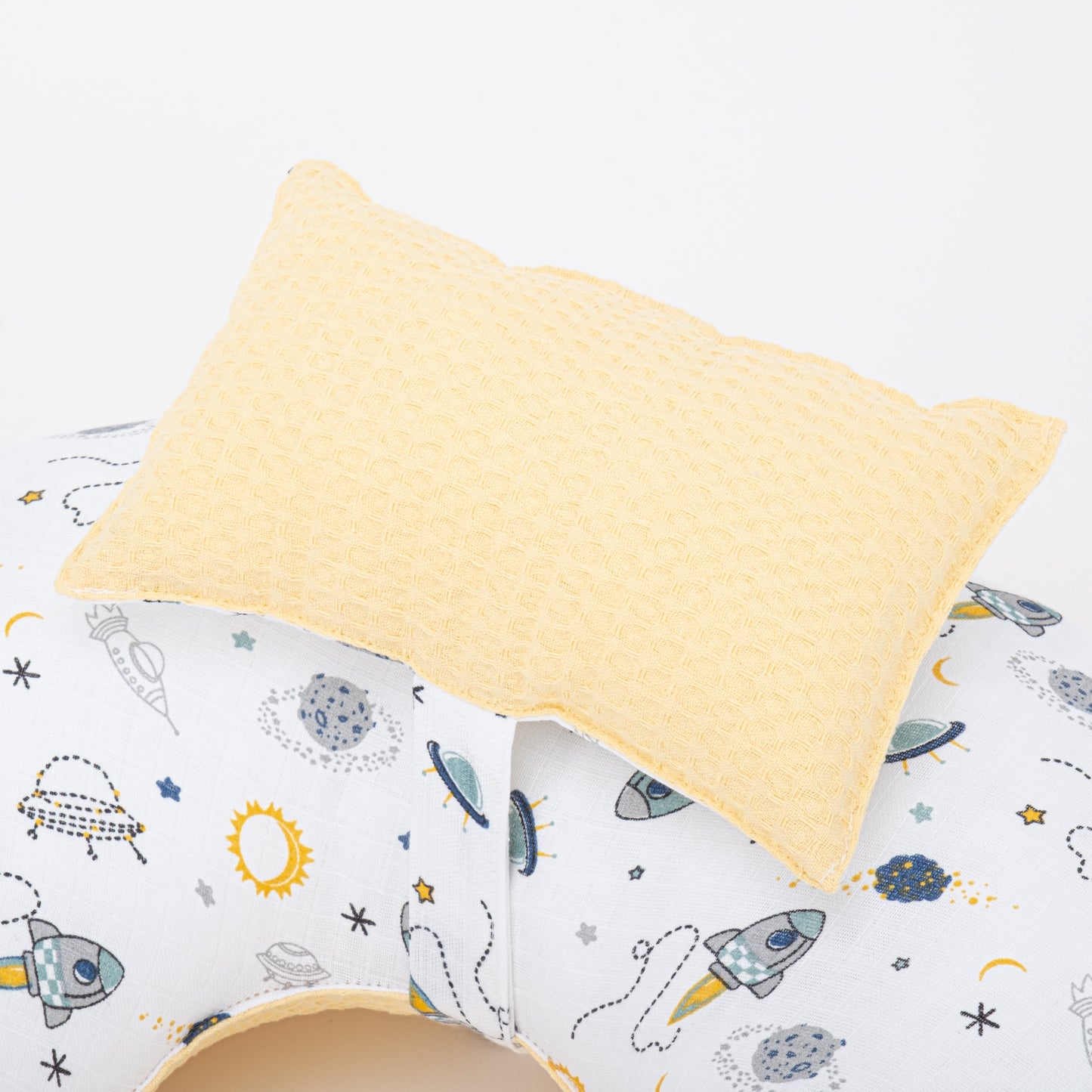 Double Sided Breastfeeding Pillow - Sarı Petek - Uzay