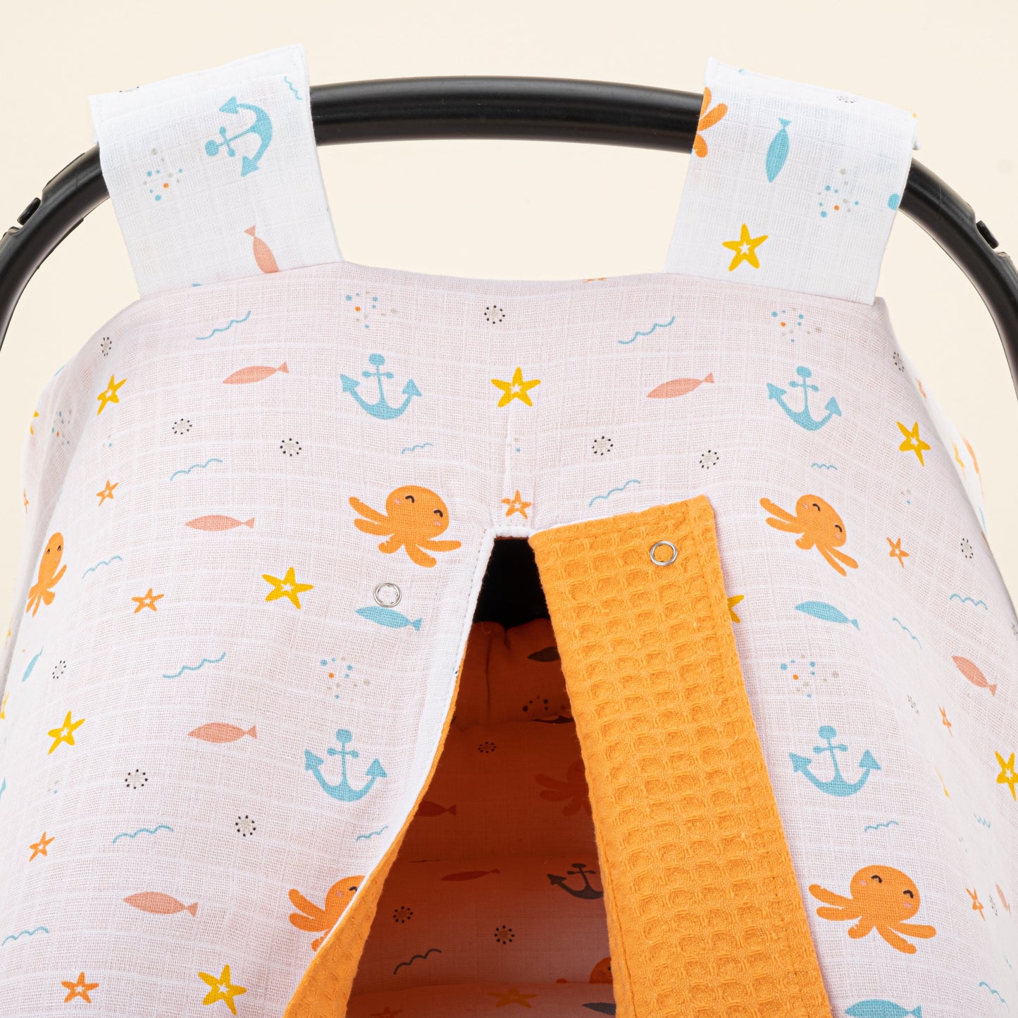 Stroller Cover Set - Double Side - Oranj Petek - Ahtapot