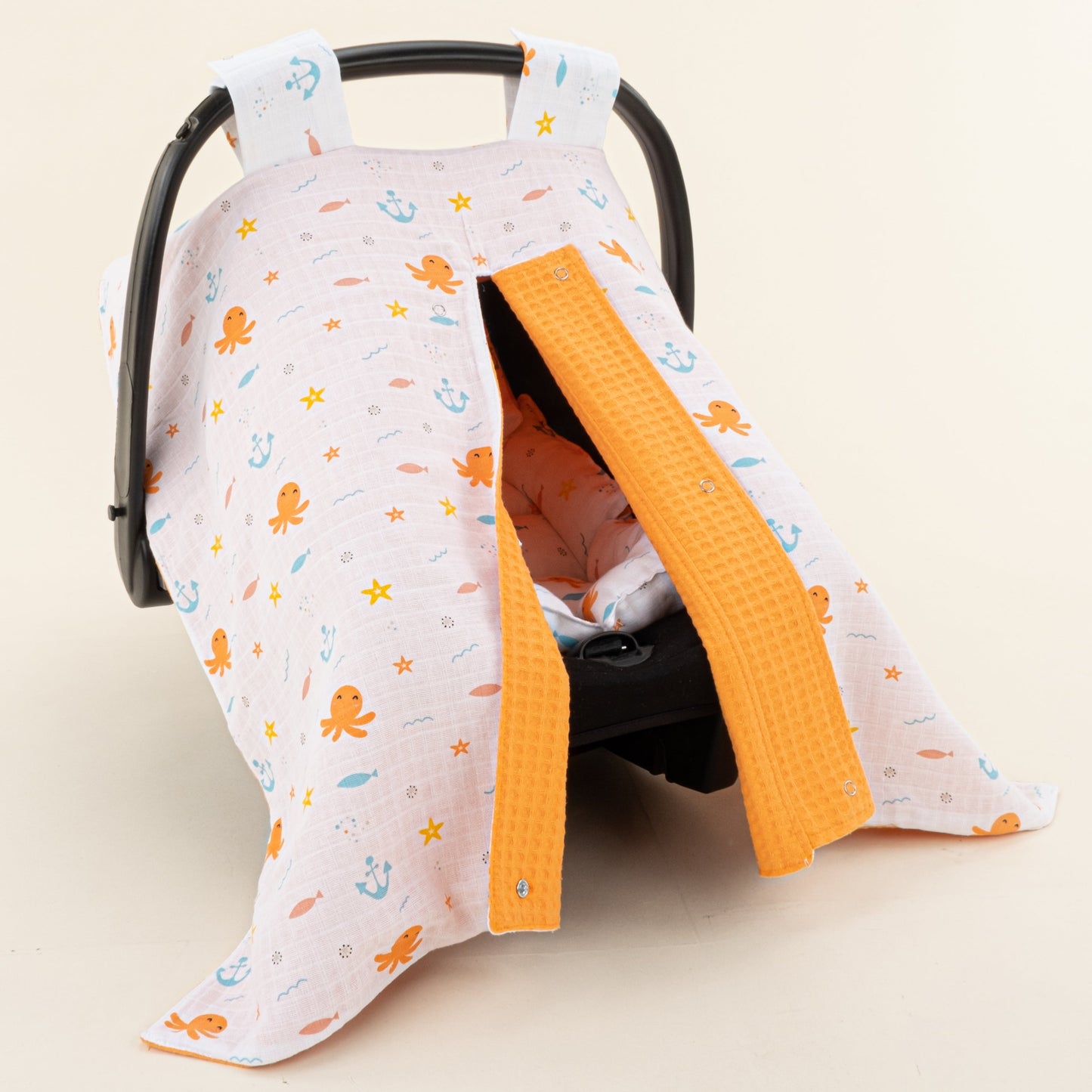 Stroller Cover Set - Double Side - Oranj Petek - Ahtapot