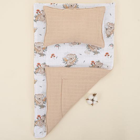 Double Sided Changing Pad and Pillow - Kumsal Beji Müslin - Koala