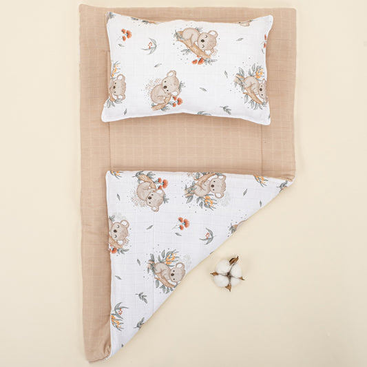 Double Sided Changing Pad and Pillow - Kumsal Beji Müslin - Koala