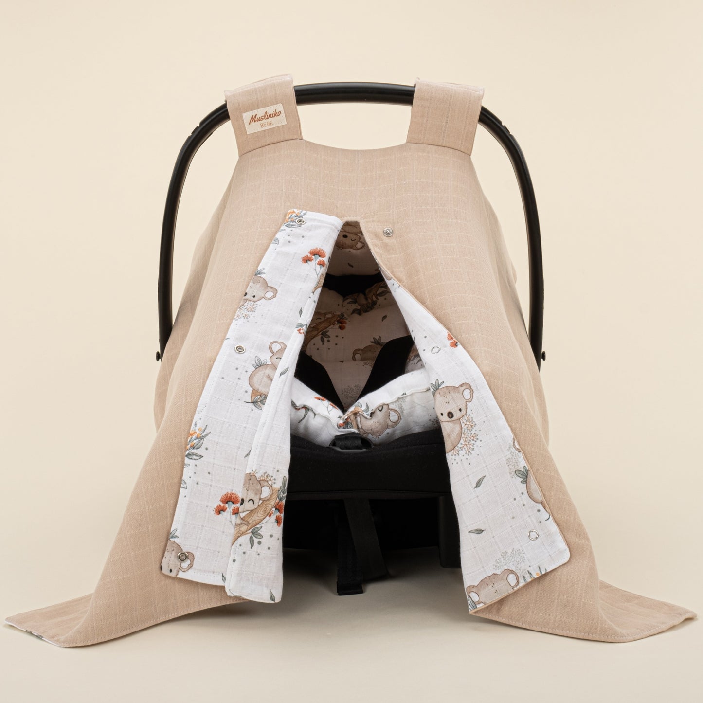 Stroller Cover Set - Double Side - Kumsal Beji Müslin - Koala