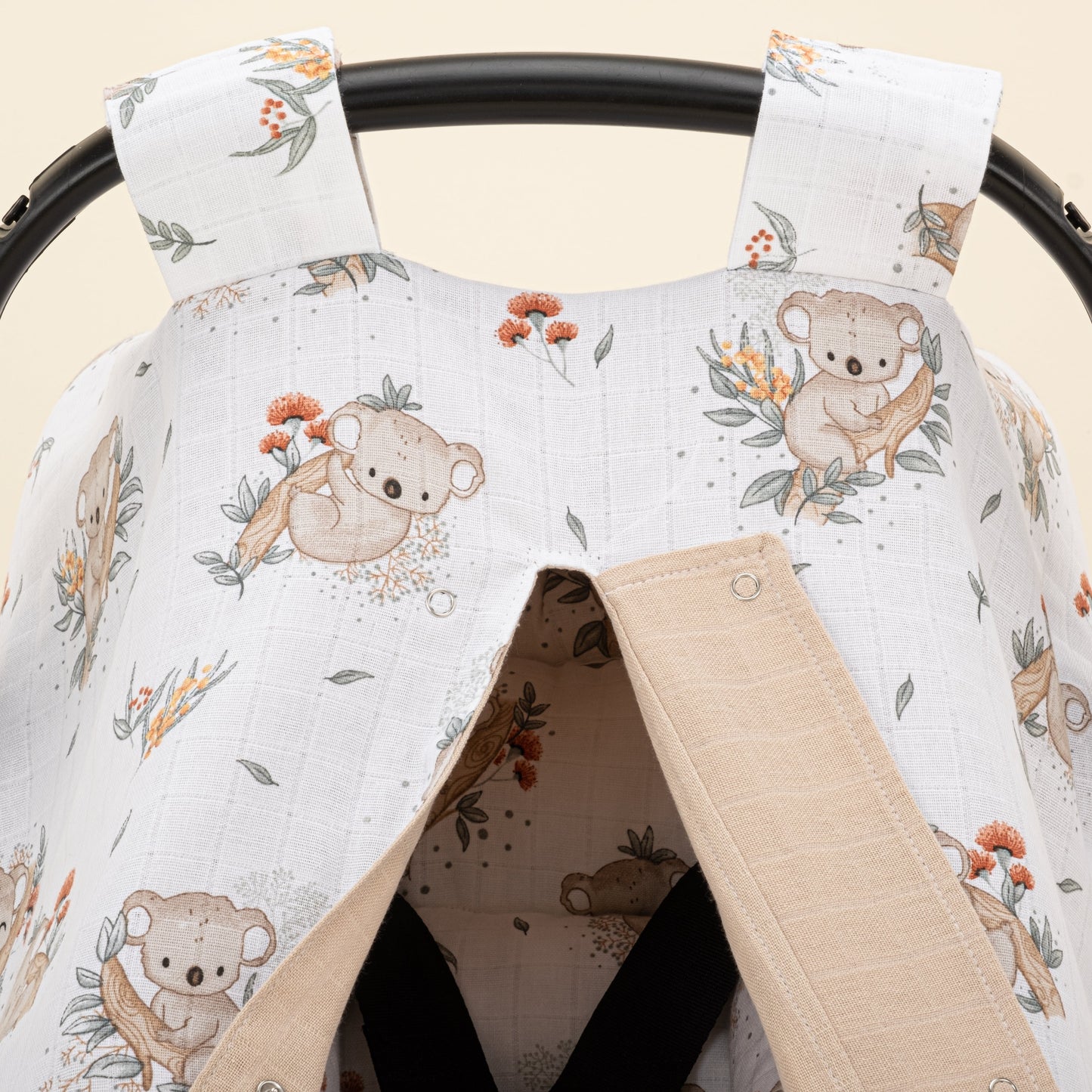 Stroller Cover Set - Double Side - Kumsal Beji Müslin - Koala