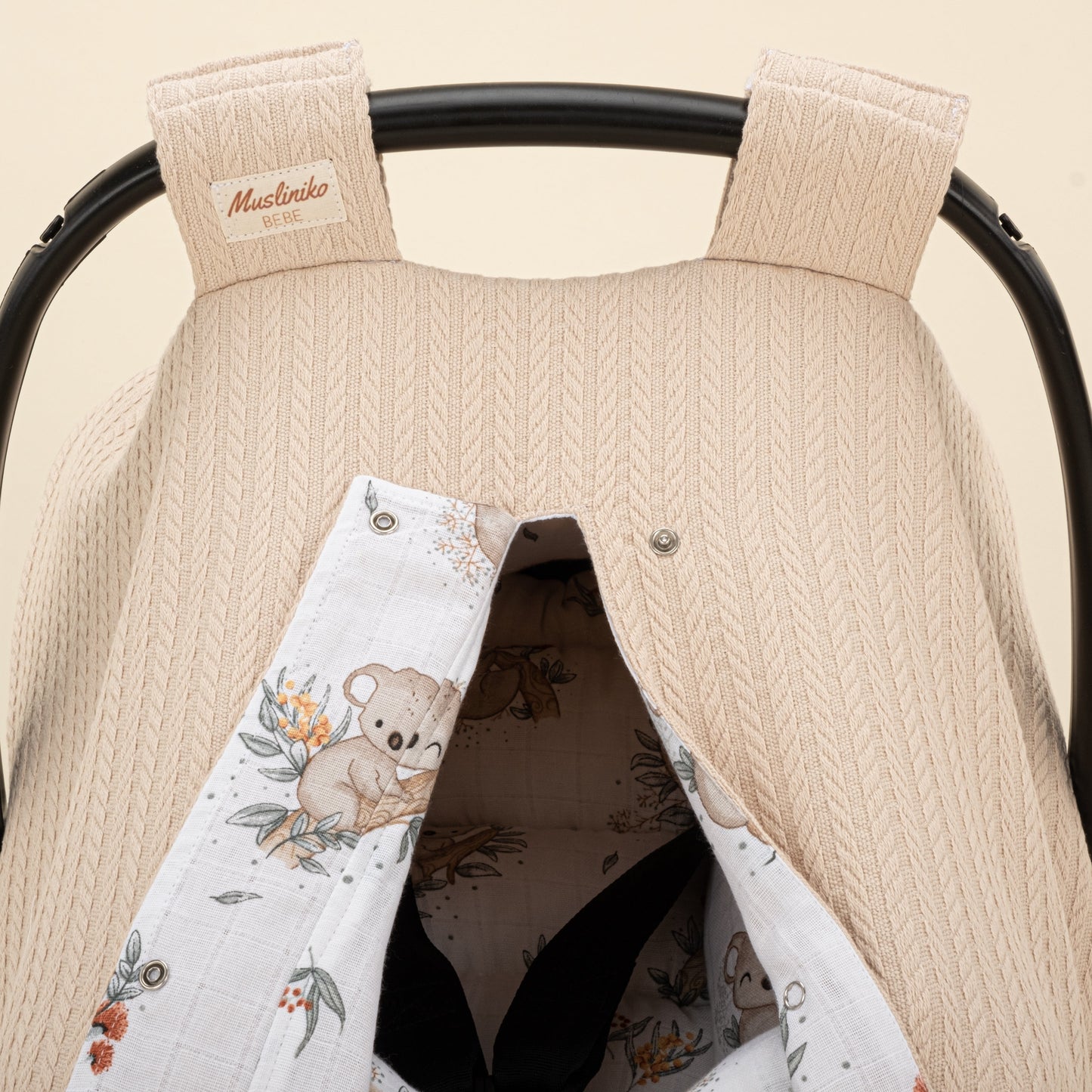 Stroller Cover Set - Double Side - Sütlü Kahve Örgü - Koala