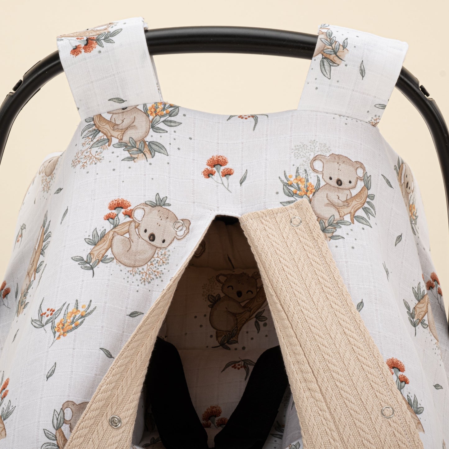 Stroller Cover Set - Double Side - Sütlü Kahve Örgü - Koala