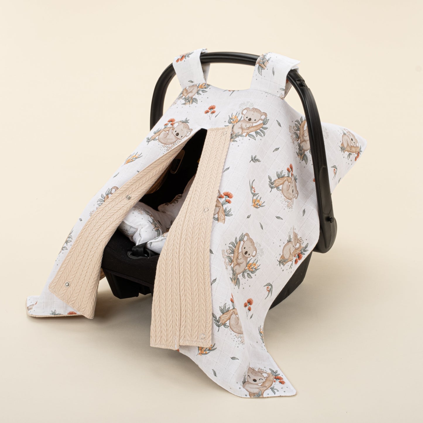 Stroller Cover Set - Double Side - Sütlü Kahve Örgü - Koala