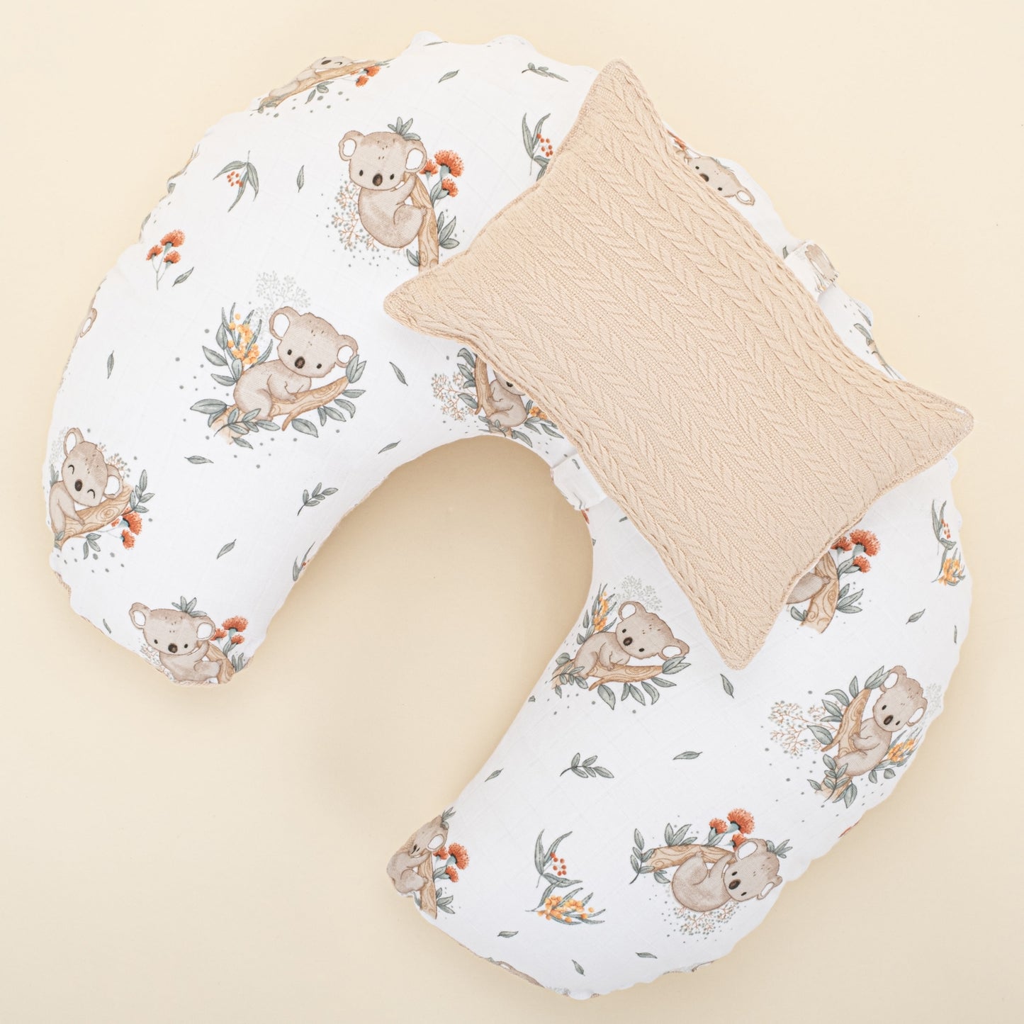 Double Sided Breastfeeding Pillow - Sütlü Kahve Örgü - Koala