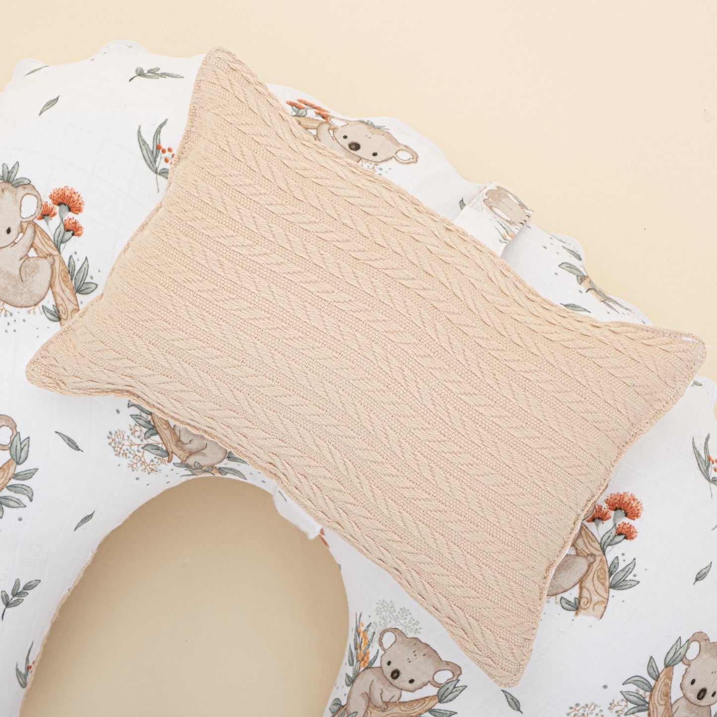 Double Sided Breastfeeding Pillow - Sütlü Kahve Örgü - Koala