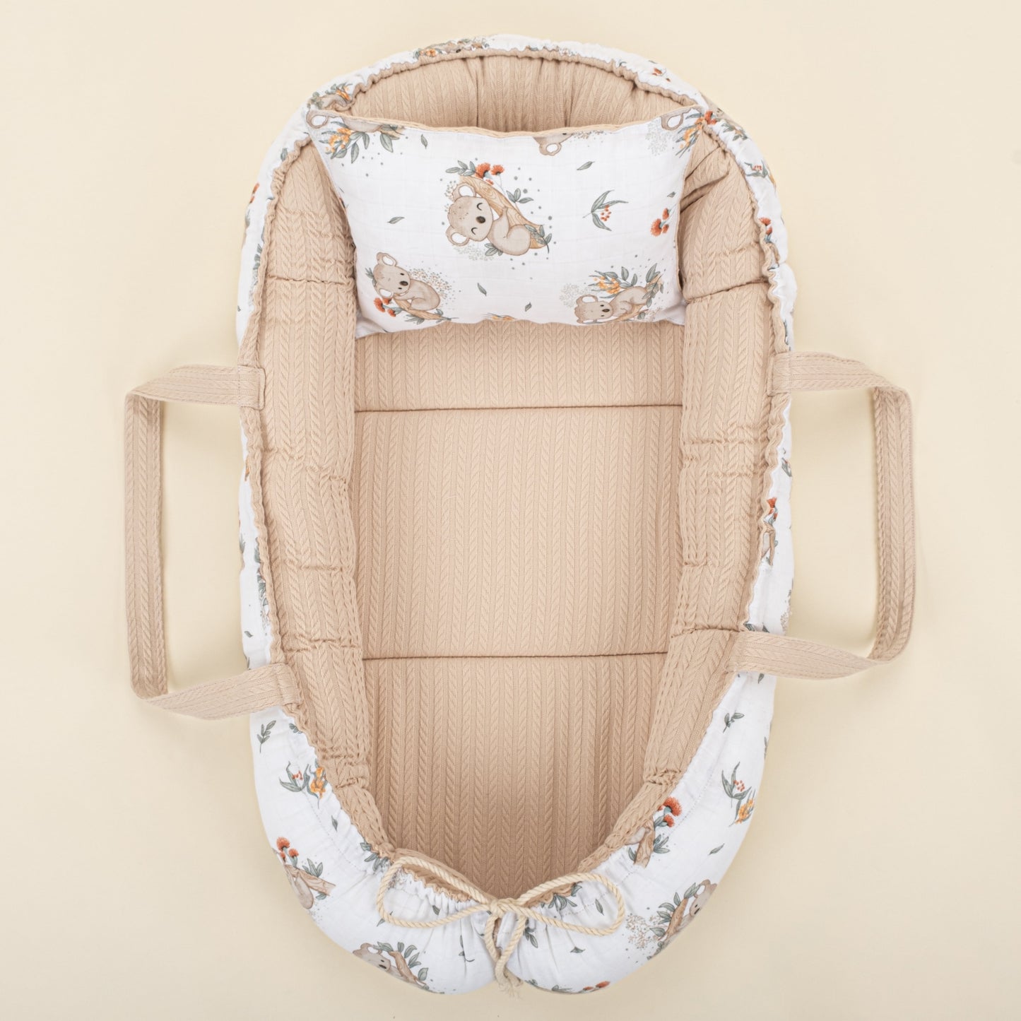 Babynest and Pillow - Çift Taraflı - Sütlü Kahve Örgü - Koala