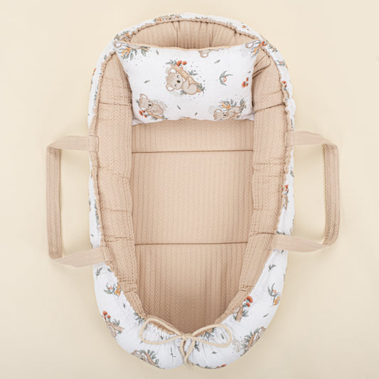 Babynest and Pillow - Çift Taraflı - Sütlü Kahve Örgü - Koala