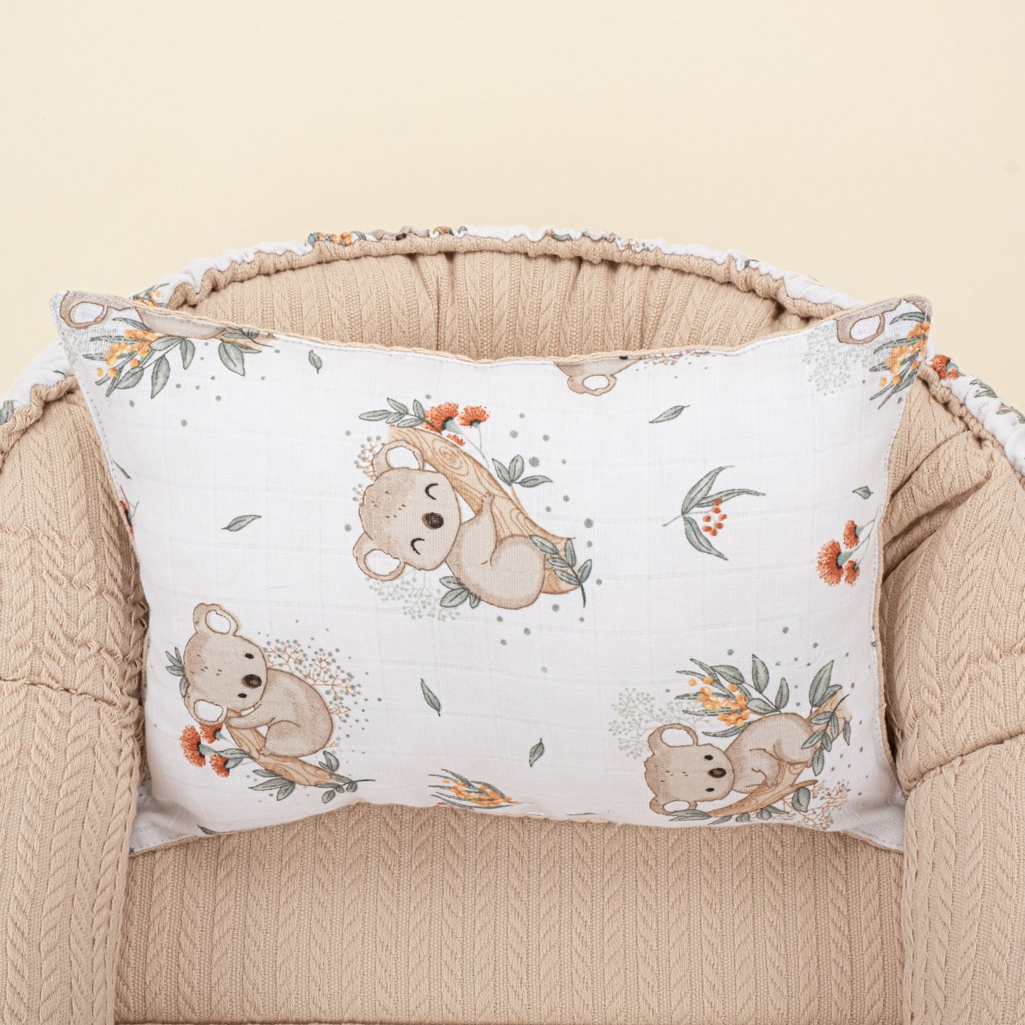 Babynest and Pillow - Çift Taraflı - Sütlü Kahve Örgü - Koala