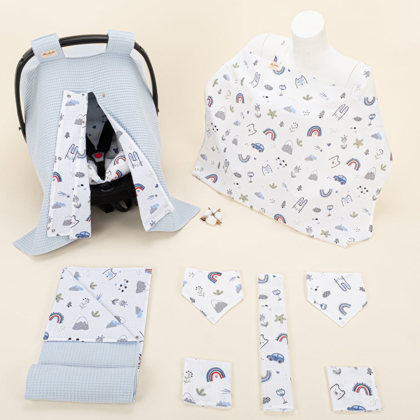 9 Piece - Newborn Sets - Double Sided - Winter - Bebe Mavi Petek - Mavi Kedi