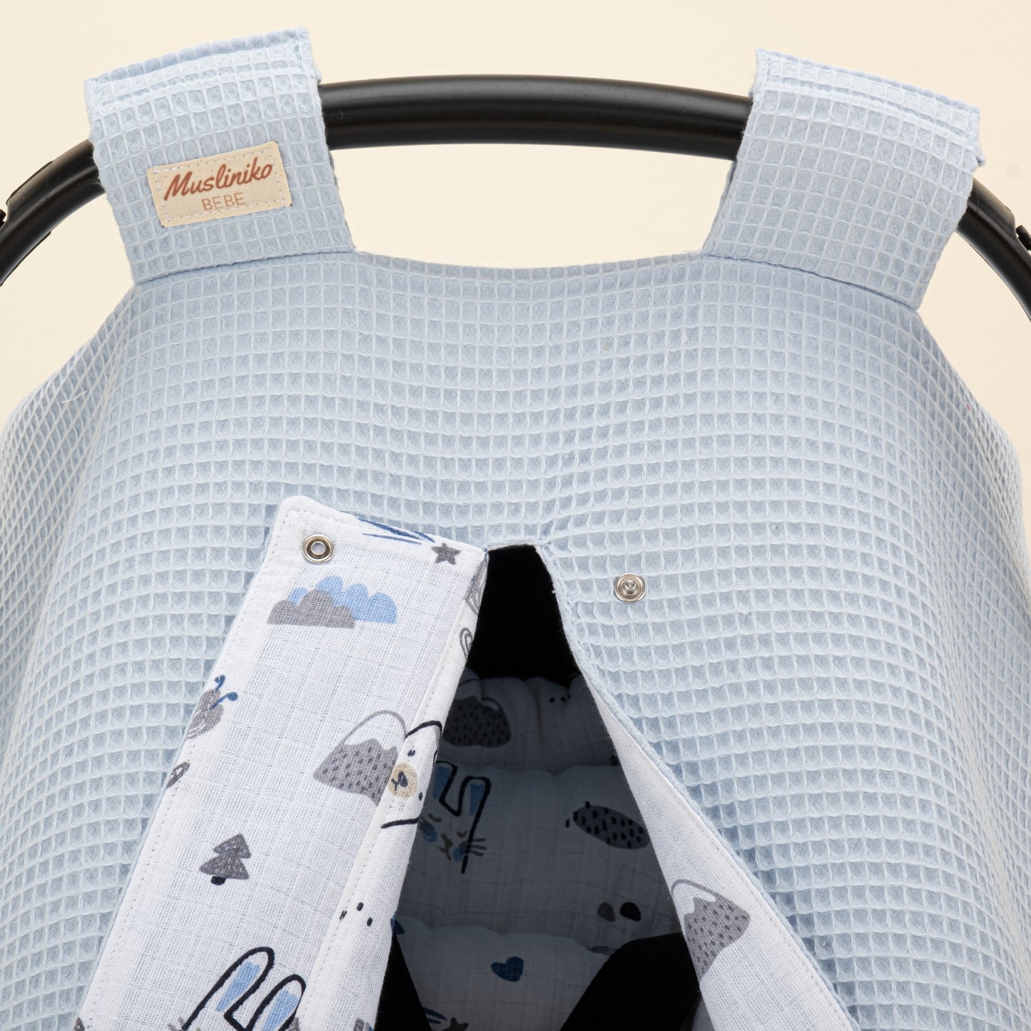 Stroller Cover Set - Double Side - Bebe Mavi Petek - Mavi Kedi