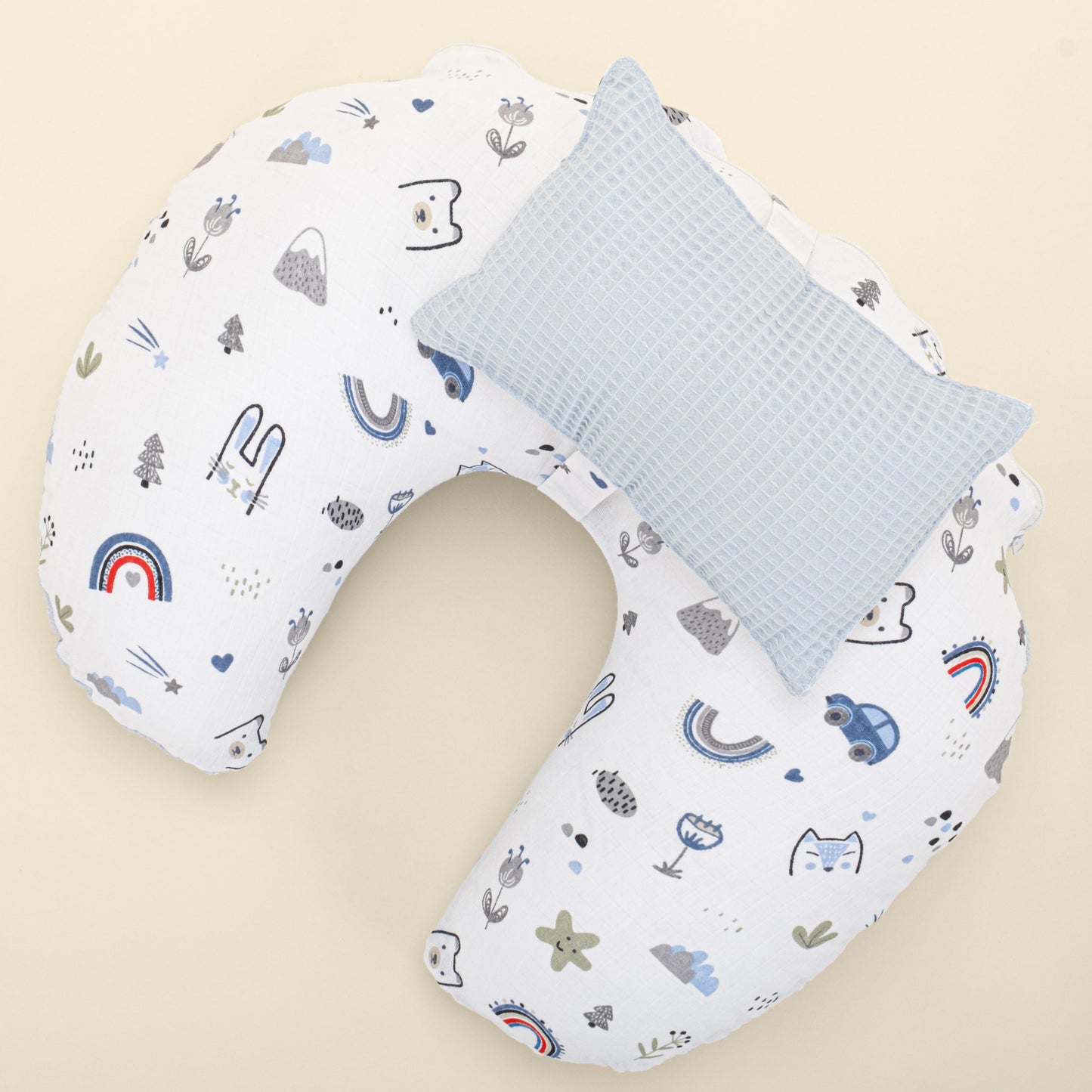 Double Sided Breastfeeding Pillow - Bebe Mavi Petek - Mavi Kedi