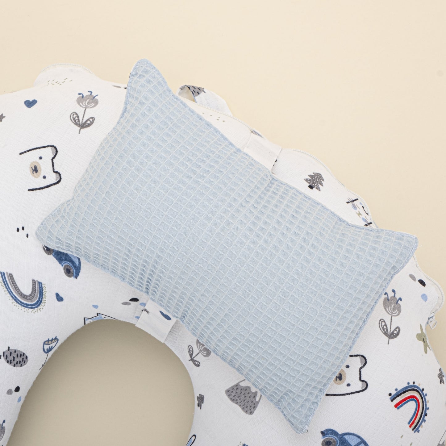 Double Sided Breastfeeding Pillow - Bebe Mavi Petek - Mavi Kedi