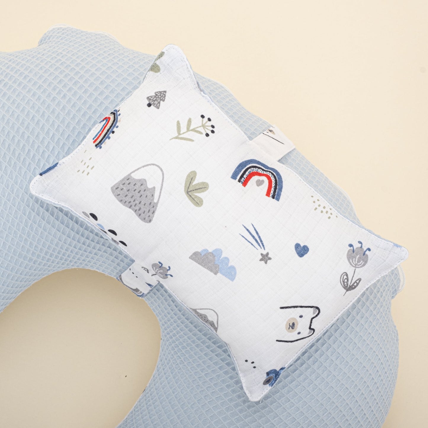 Double Sided Breastfeeding Pillow - Bebe Mavi Petek - Mavi Kedi