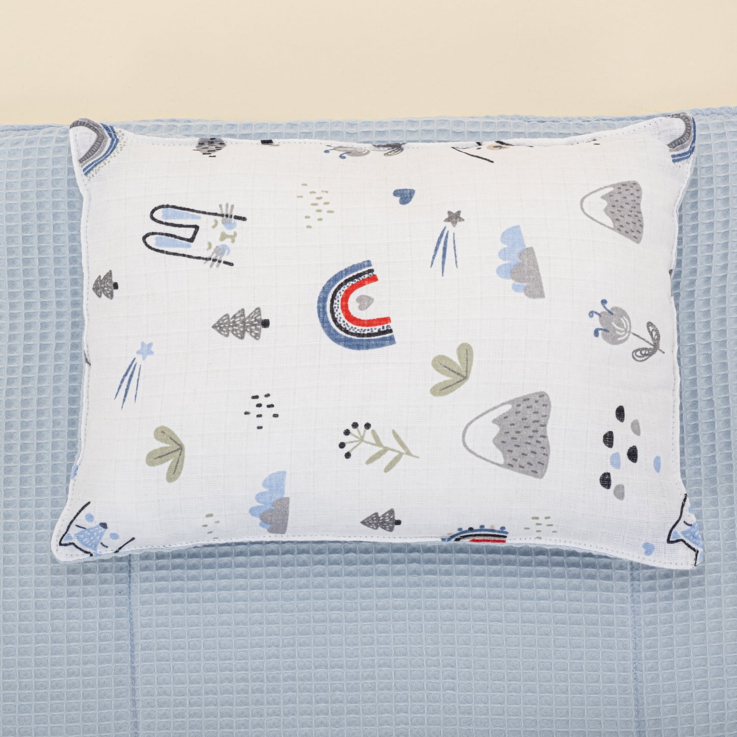 Double Sided Changing Pad and Pillow - Bebe Mavi Petek - Mavi Kedi