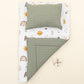 Double Sided Changing Pad and Pillow - Haki Muslin - Galaksi ve Harfler