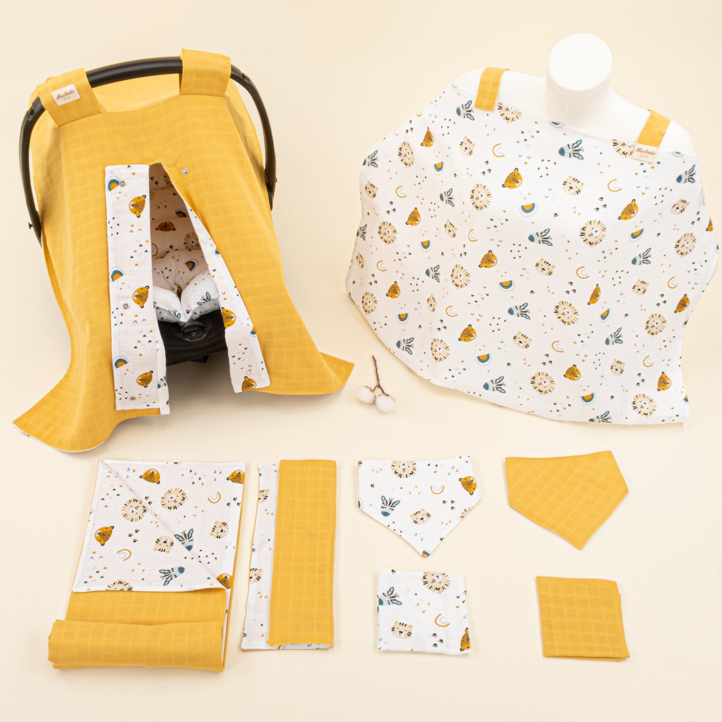 9 Piece - Newborn Sets - Double Sided - Seasonal - Hardal Muslin - Zoo