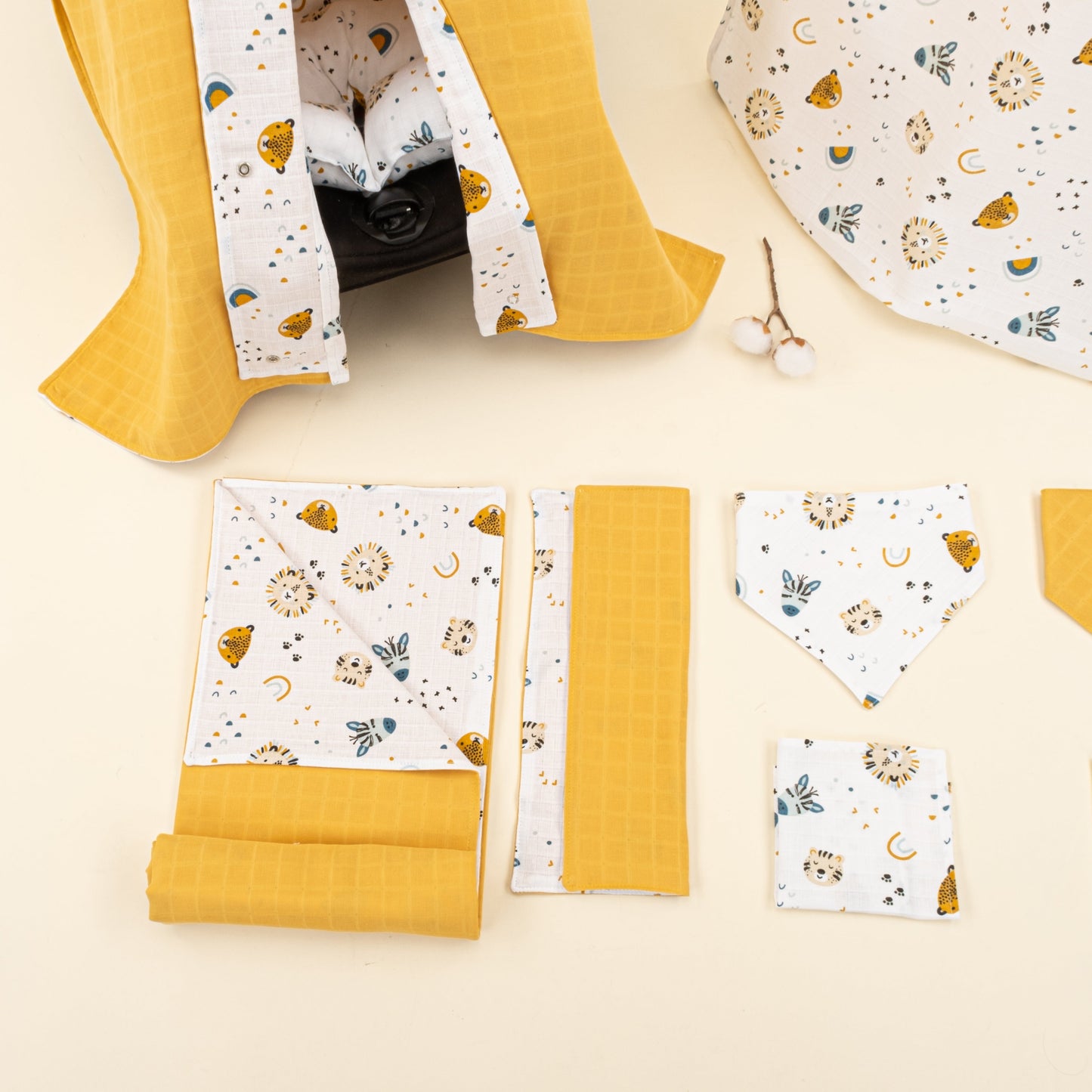 9 Piece - Newborn Sets - Double Sided - Seasonal - Hardal Muslin - Zoo