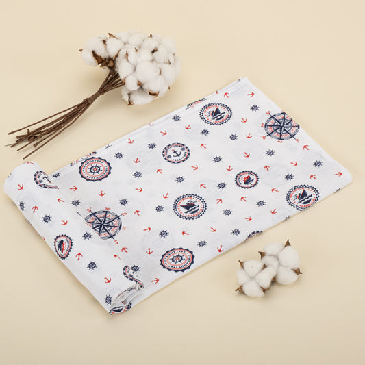 Muslin Blanket - Blue Ship